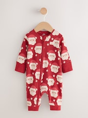 Red Santa Christmas Two Way Zip Sleepsuit (0mths-3yrs) - Image 5 of 9