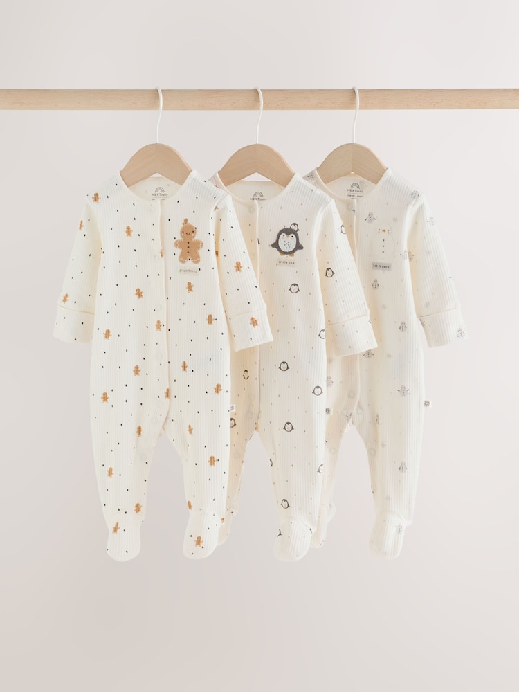 Cream Baby Christmas Sleepsuits 3 Pack (0mths-2yrs) - Image 1 of 14 Cream Baby Christmas Sleepsuits 3 Pack (0mths-2yrs) - Image 1 of 14