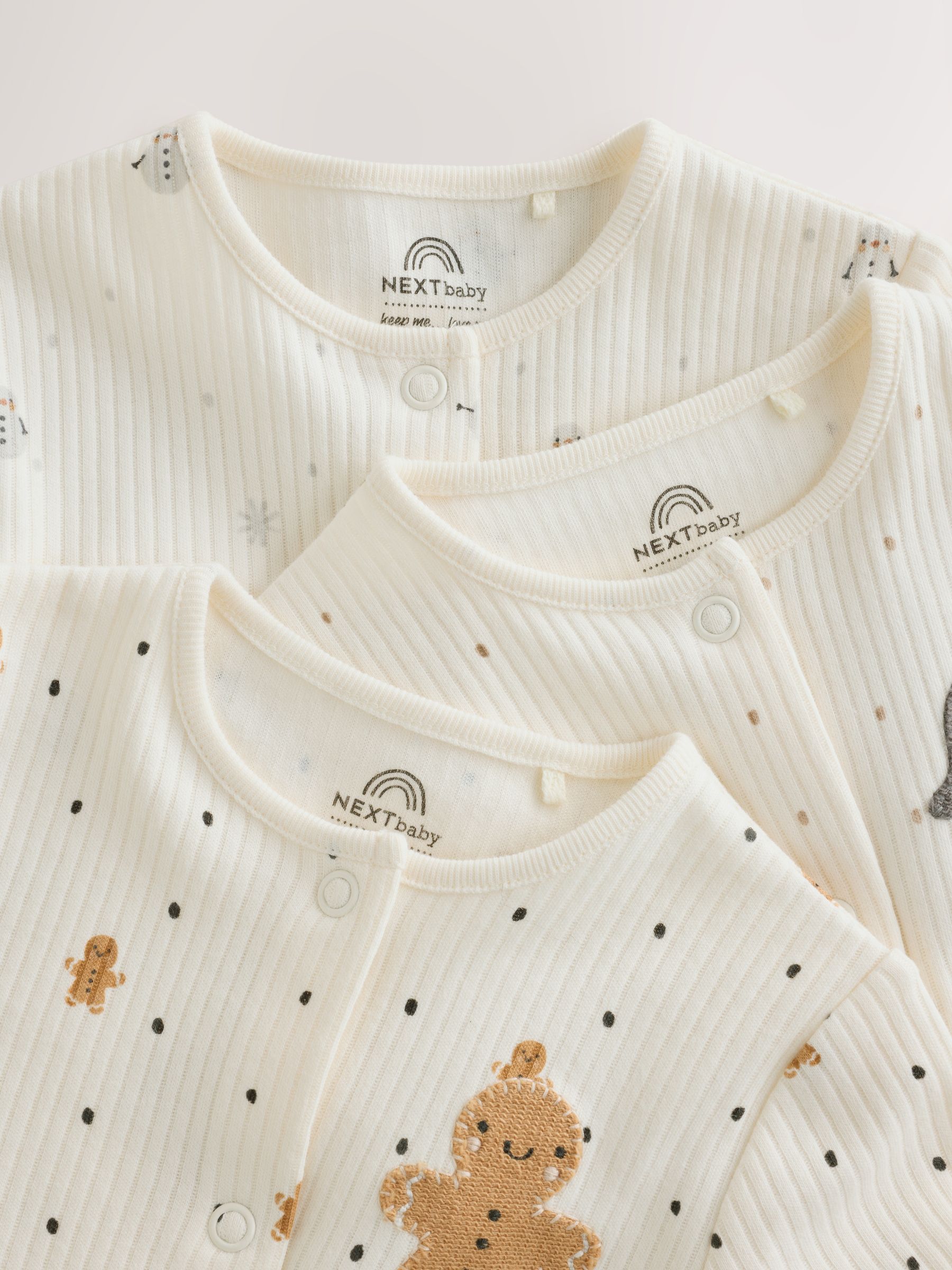 Buy Cream Baby Christmas Sleepsuits 3 Pack (0mths-2yrs) from Next Romania