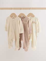 Neutral Milk Club Two Way Zip Baby Sleepsuits 3 Pack (0-2yrs) - Image 1 of 15