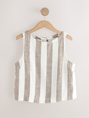 Neutral Stripe Linen Blend Shell Top - Image 7 of 8
