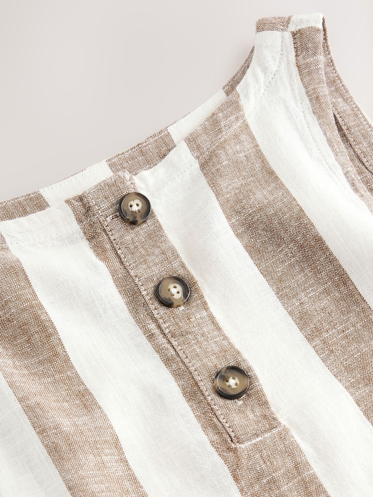 Neutral Stripe Linen Blend Shell Top - Image 8 of 8