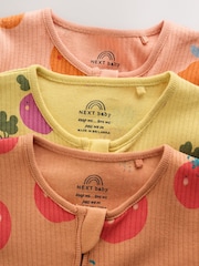 Bright Fruits Two Way Zip Baby Sleepsuits 3 Pack (0-3yrs) - Image 8 of 13