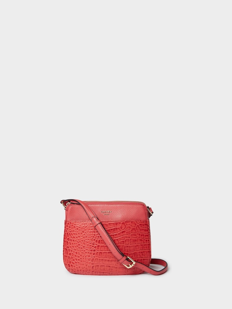 Osprey London Red The Kellie Leather Cross-Body Bag - Image 1 of 6 Osprey London Red The Kellie Leather Cross-Body Bag - Image 1 of 6