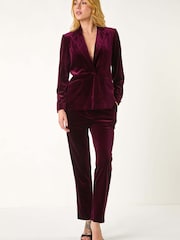 Roman Purple Velvet Single Breasted Blazer - Image 1 of 5