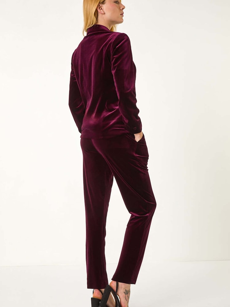 Roman Purple Velvet Single Breasted Blazer - Image 2 of 5 Roman Purple Velvet Single Breasted Blazer - Image 2 of 5