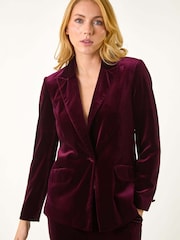 Roman Purple Velvet Single Breasted Blazer - Image 5 of 5