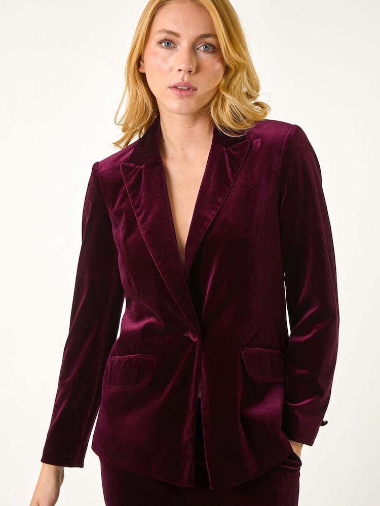 Roman Purple Velvet Single Breasted Blazer - Image 5 of 5 Roman Purple Velvet Single Breasted Blazer - Image 5 of 5
