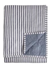 Yard NavyDenim Blue Hebden Stripe Stonewashed Cotton Bedspread - Image 3 of 4