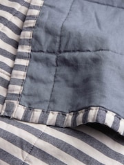 Yard NavyDenim Blue Hebden Stripe Stonewashed Cotton Bedspread - Image 4 of 4