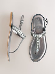 Pewter/Grey Forever Comfort® Toe Thong Embellished Sandals - Image 1 of 5