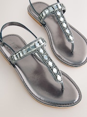 Pewter/Grey Forever Comfort® Toe Thong Embellished Sandals - Image 4 of 5