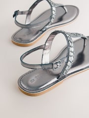 Pewter/Grey Forever Comfort® Toe Thong Embellished Sandals - Image 5 of 5
