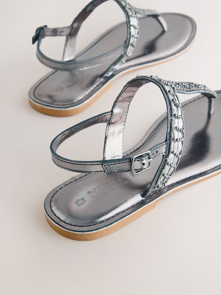 Pewter/Grey Forever Comfort® Toe Thong Embellished Sandals - Image 5 of 5 Pewter/Grey Forever Comfort® Toe Thong Embellished Sandals - Image 5 of 5