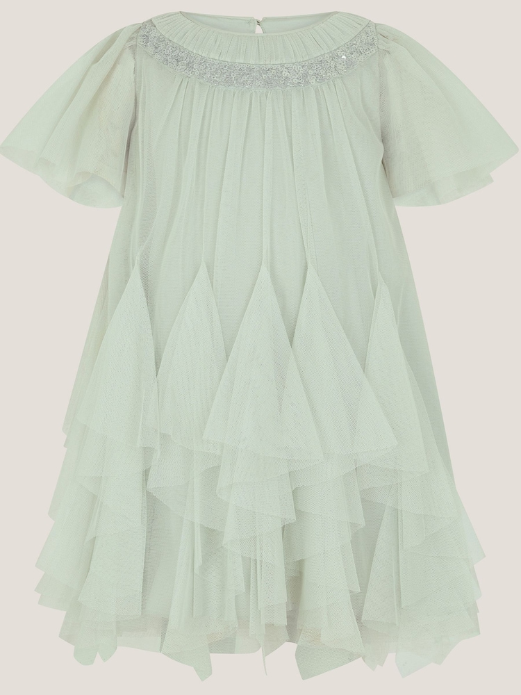 Monsoon Green Nessa Sparkle Collar Waterfall Dress - Image 2 of 4 Monsoon Green Nessa Sparkle Collar Waterfall Dress - Image 2 of 4