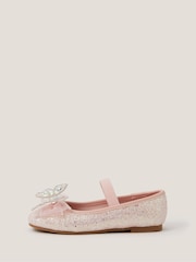 Monsoon Pink Sparkle Butterfly Ballet Flats Shoes - Image 3 of 3