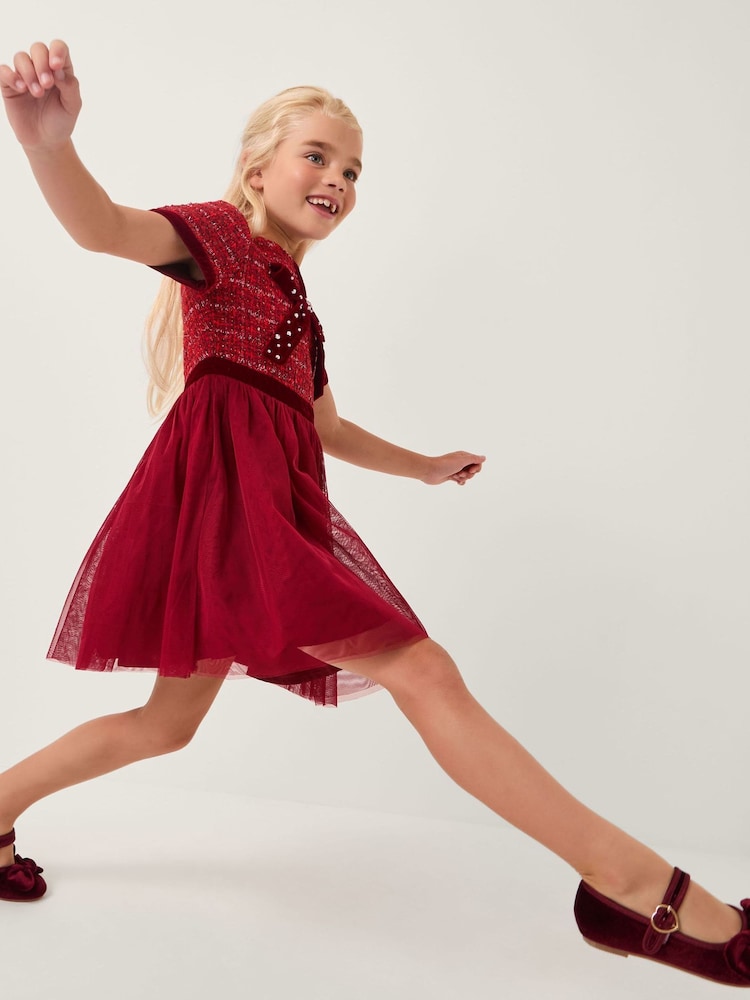 Monsoon Diamanté Bow Tweed Party Dress - Imagem 1 de 1 Monsoon Diamanté Bow Tweed Party Dress - Imagem 1 de 1