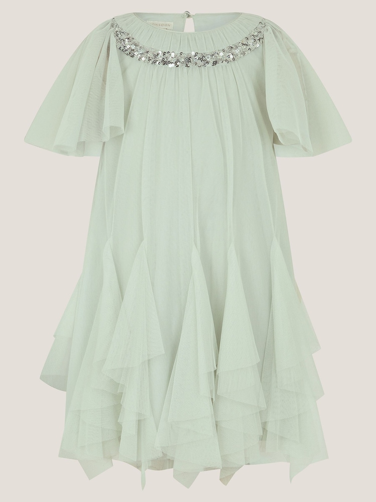 Monsoon Green Nessa Sparkle Collar Waterfall Dress - Image 2 of 4