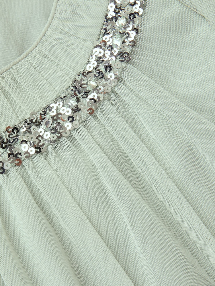 Monsoon Green Nessa Sparkle Collar Waterfall Dress - Image 4 of 4