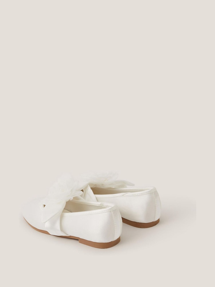 Monsoon Cream Flower Strap Satin Ballet Flats - Image 2 of 2 Monsoon Cream Flower Strap Satin Ballet Flats - Image 2 of 2