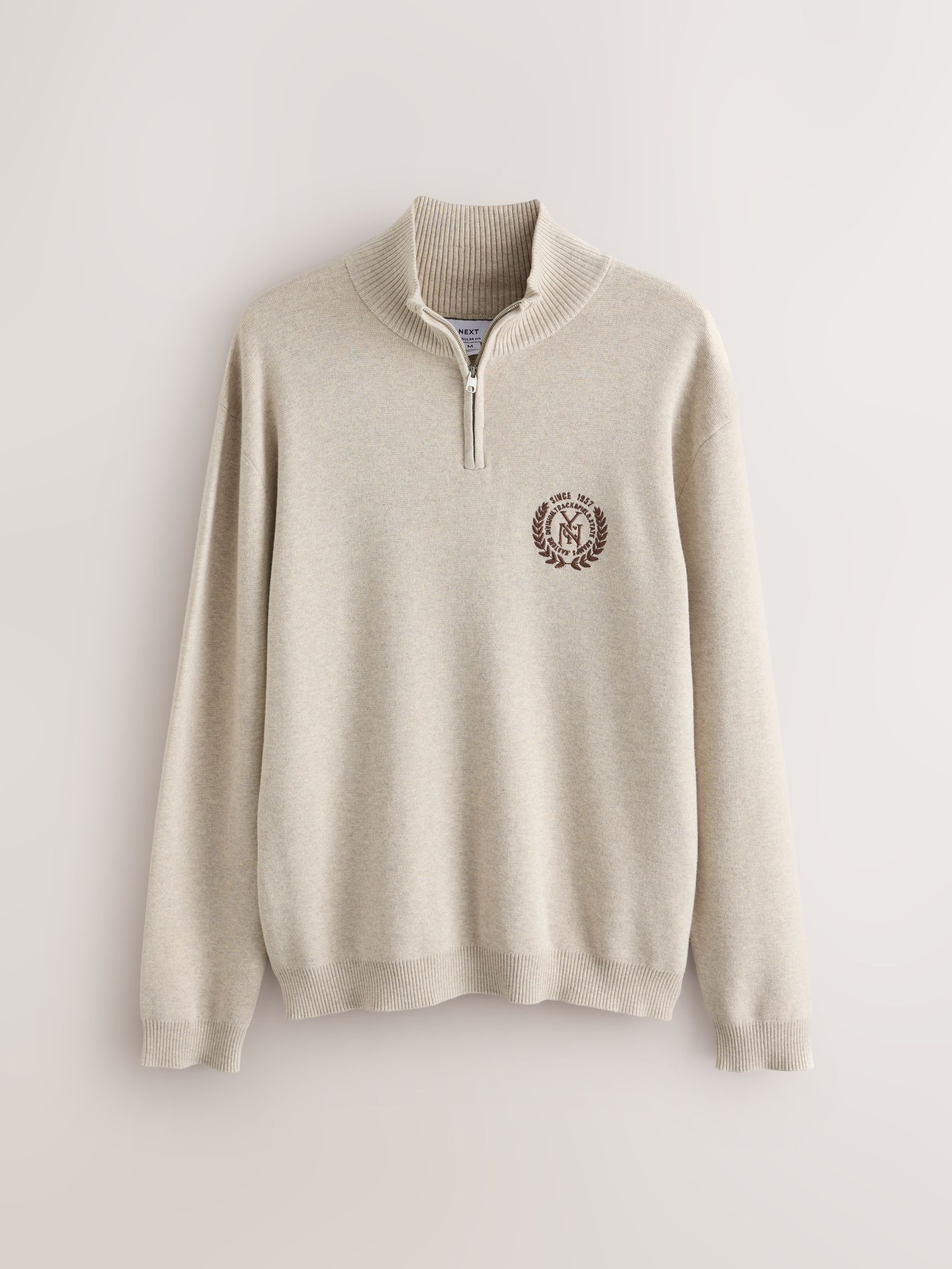 Buy Oatmeal Logo Quarter Zip Jumper from Next USA