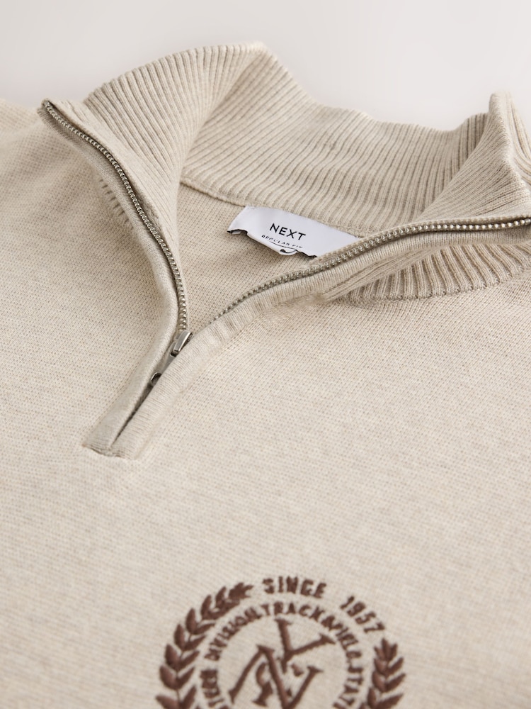 Oatmeal Logo Quarter Zip Jumper - Image 2 of 3
