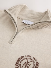 Oatmeal Logo Quarter Zip Jumper - Image 6 of 7