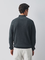 Charcoal Grey Textured Quarter Zip Neck Jumper - Image 3 of 5