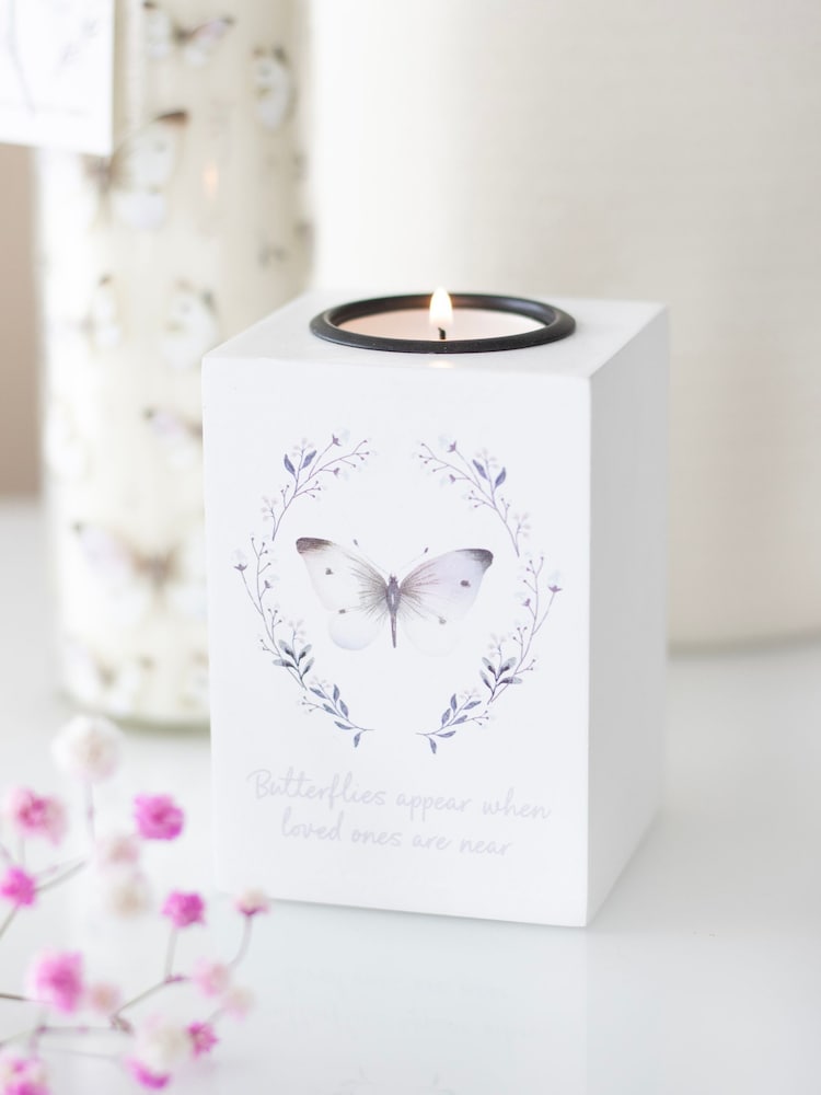 Something Different White Butterflies Appear Tealight Candle Holder - Image 1 of 4 Something Different White Butterflies Appear Tealight Candle Holder - Image 1 of 4