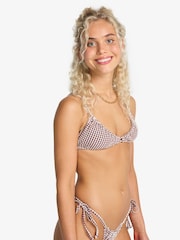 Billabong Red Gingham Check Mini Wave Low Tide Tie Bikini Bottoms - Image 3 of 4