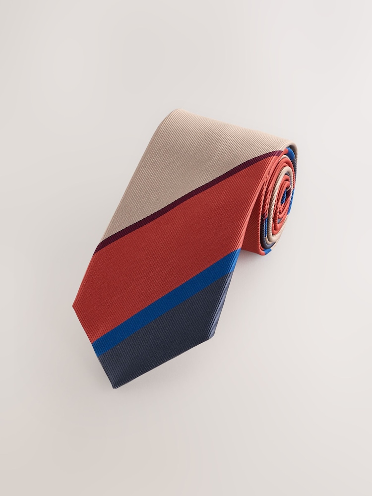 Rust/Blue Stripe Tie - Image 1 of 3 Rust/Blue Stripe Tie - Image 1 of 3