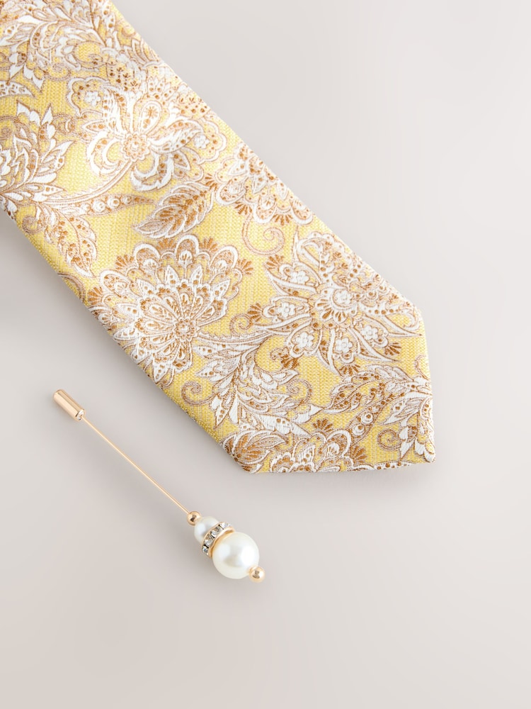 Yellow Tie and Lapel Pin Set - Image 2 of 4