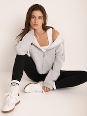 Mint Velvet Grey Zip Front Hoodie - Image 1 of 8