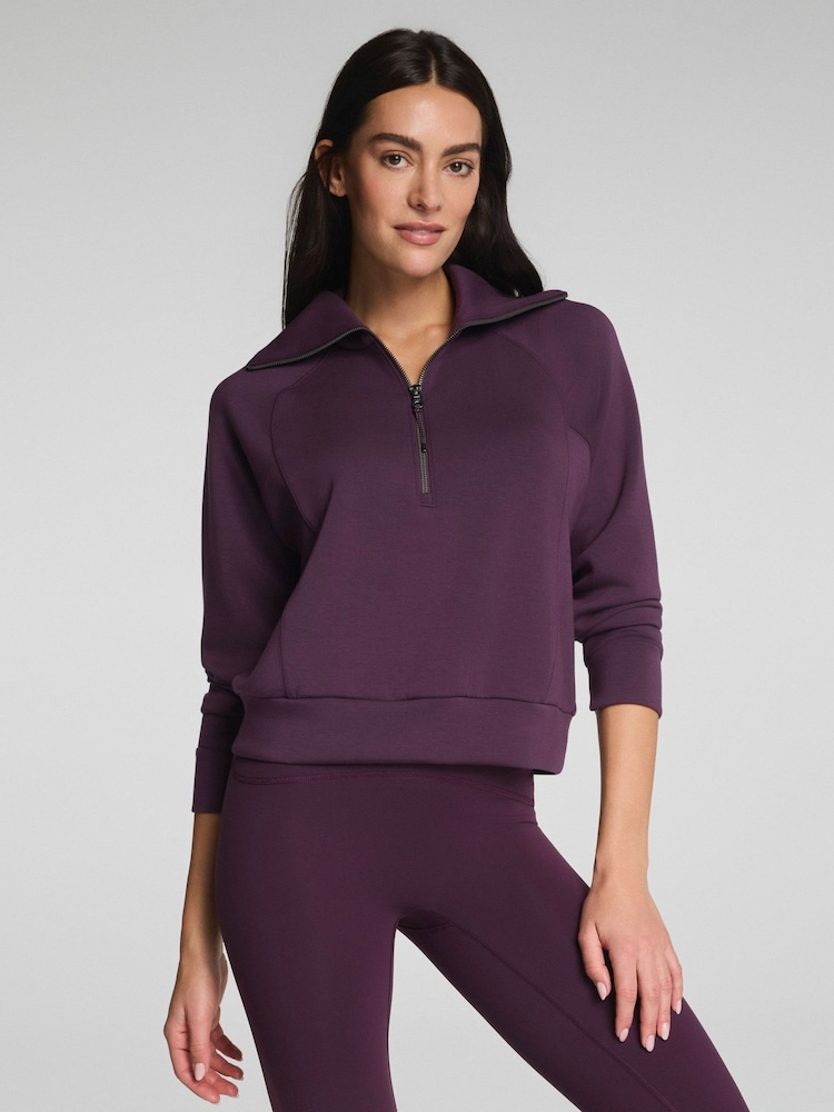 紫色 - SPANX AirEssentials® Half Zip Sweat Top - 5的图像1｝