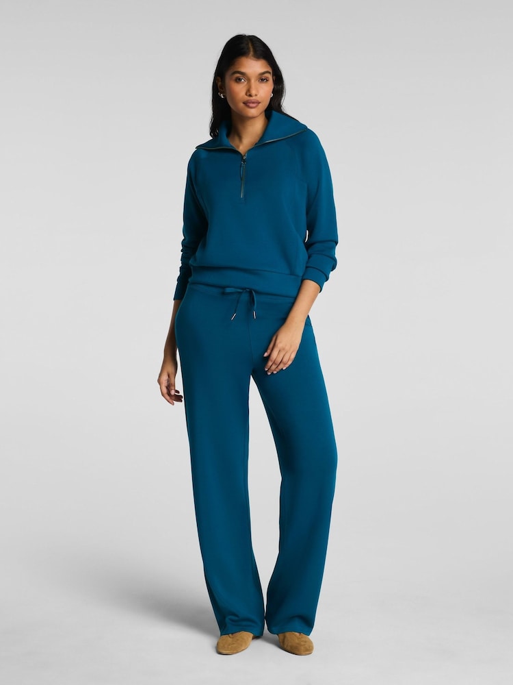 SPANX Light Blue AirEssentials® Half Zip Sweat Top - Image 1 of 4 SPANX Light Blue AirEssentials® Half Zip Sweat Top - Image 1 of 4