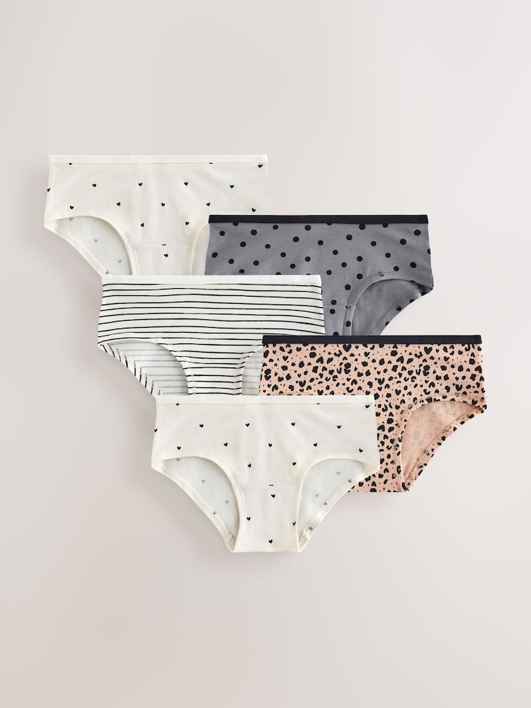 Black/White Dots Hipster Briefs 5 Pack (2-16yrs) - Image 1 of 9 Black/White Dots Hipster Briefs 5 Pack (2-16yrs) - Image 1 of 9