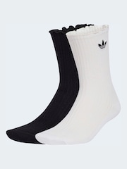 adidas Originals Black/White Kids Ruffle Crew Socks - Image 1 of 4