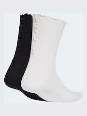 adidas Originals Black/White Kids Ruffle Crew Socks - Image 2 of 4