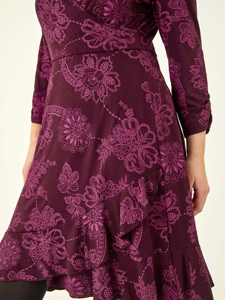 Roman Petite Floral Frill Wrap Dress - Imagen 5 de 5 Roman Petite Floral Frill Wrap Dress - Imagen 5 de 5