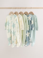 Green Star Two Way Zip Baby Sleepsuits 5 Pack (0mths-2yrs) - Image 1 of 16