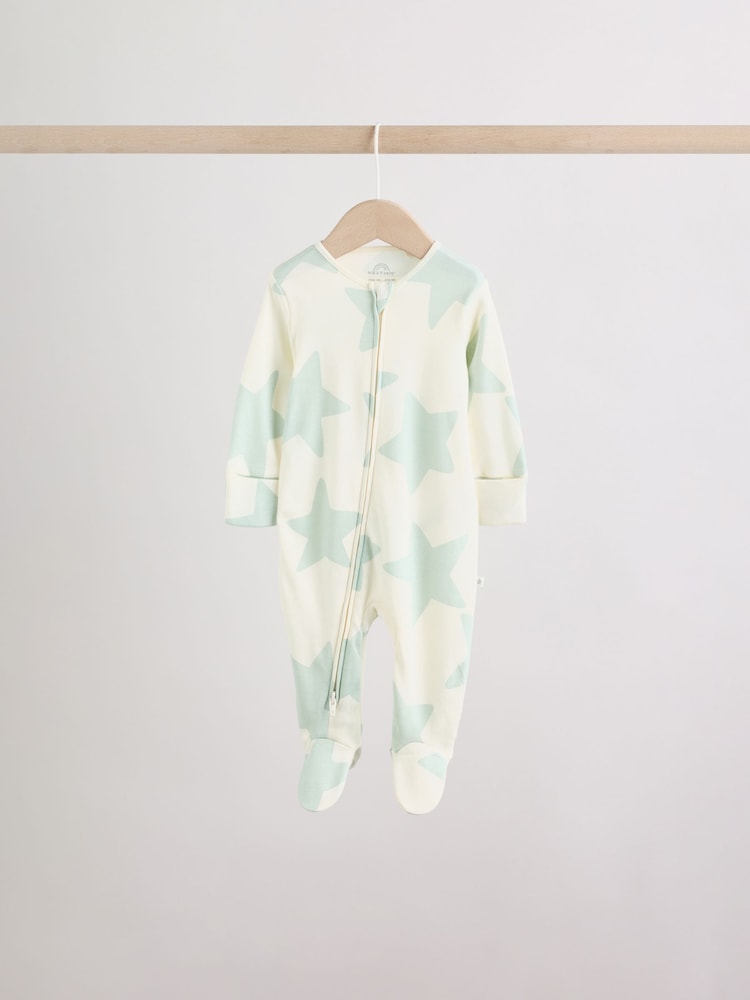 Green Star Two Way Zip Baby Sleepsuits 5 Pack (0mths-2yrs) - Image 2 of 16
