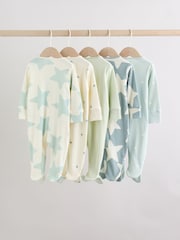 Green Star Two Way Zip Baby Sleepsuits 5 Pack (0mths-2yrs) - Image 7 of 16