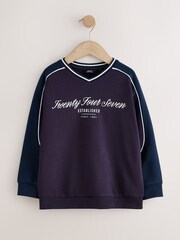 Navy/Purple Regular Fit Graphic Crew Neck Sweater (3-16yrs) - Image 5 of 8