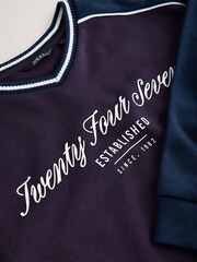 Navy/Purple Regular Fit Graphic Crew Neck Sweater (3-16yrs) - Image 8 of 8