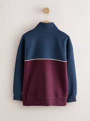 Navy/Berry Regular Fit Zip Neck Sweatshirt (3-16yrs) - Image 2 of 4