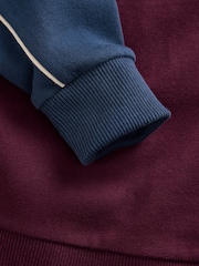 Navy/Berry Regular Fit Zip Neck Sweatshirt (3-16yrs) - Image 4 of 4