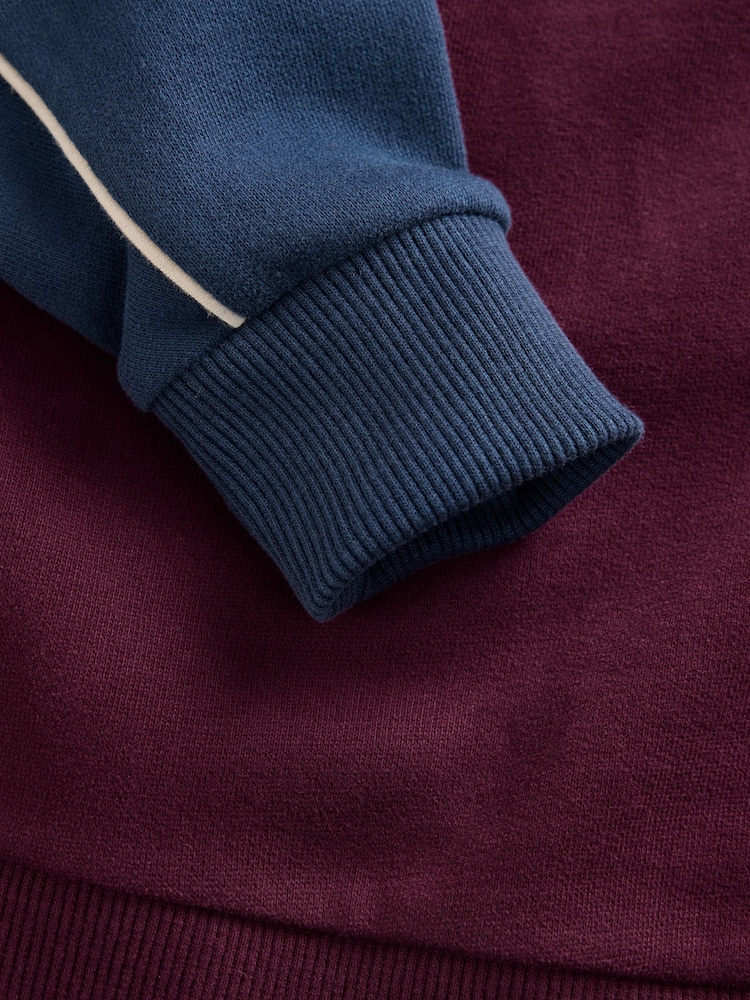 Navy/Berry Regular Fit Zip Neck Sweatshirt (3-16yrs) - Image 4 of 4