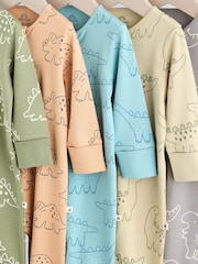 Multi Dino Two Way Zip Baby Sleepsuits 5 Pack (0mths-3yrs) - Image 9 of 16