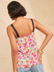 Love & Roses Yellow Ditsy Floral Print Lace Trim Cami - Image 5 of 5