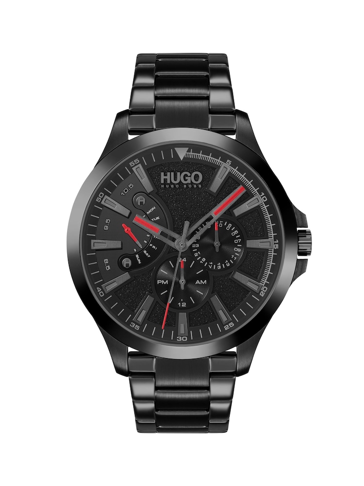 HUGO Black Leap IP Bracelet Watch - Image 1 of 4